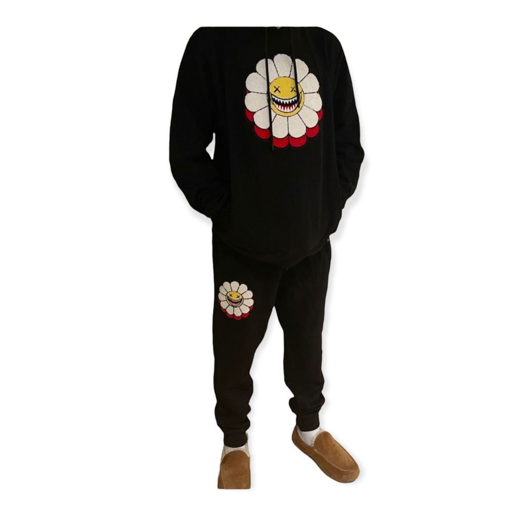 Rokustudio men 2p set size‎ Medium Hoodie Sweater & pants Black